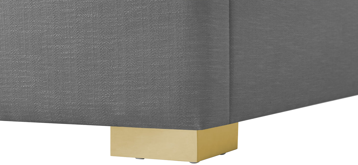 flair grey linen textured fabric twin bed (3 boxes) t