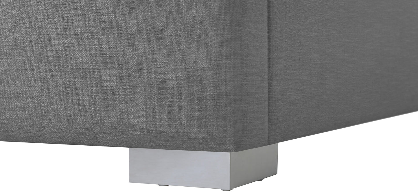 flair grey linen textured fabric twin bed (3 boxes) t