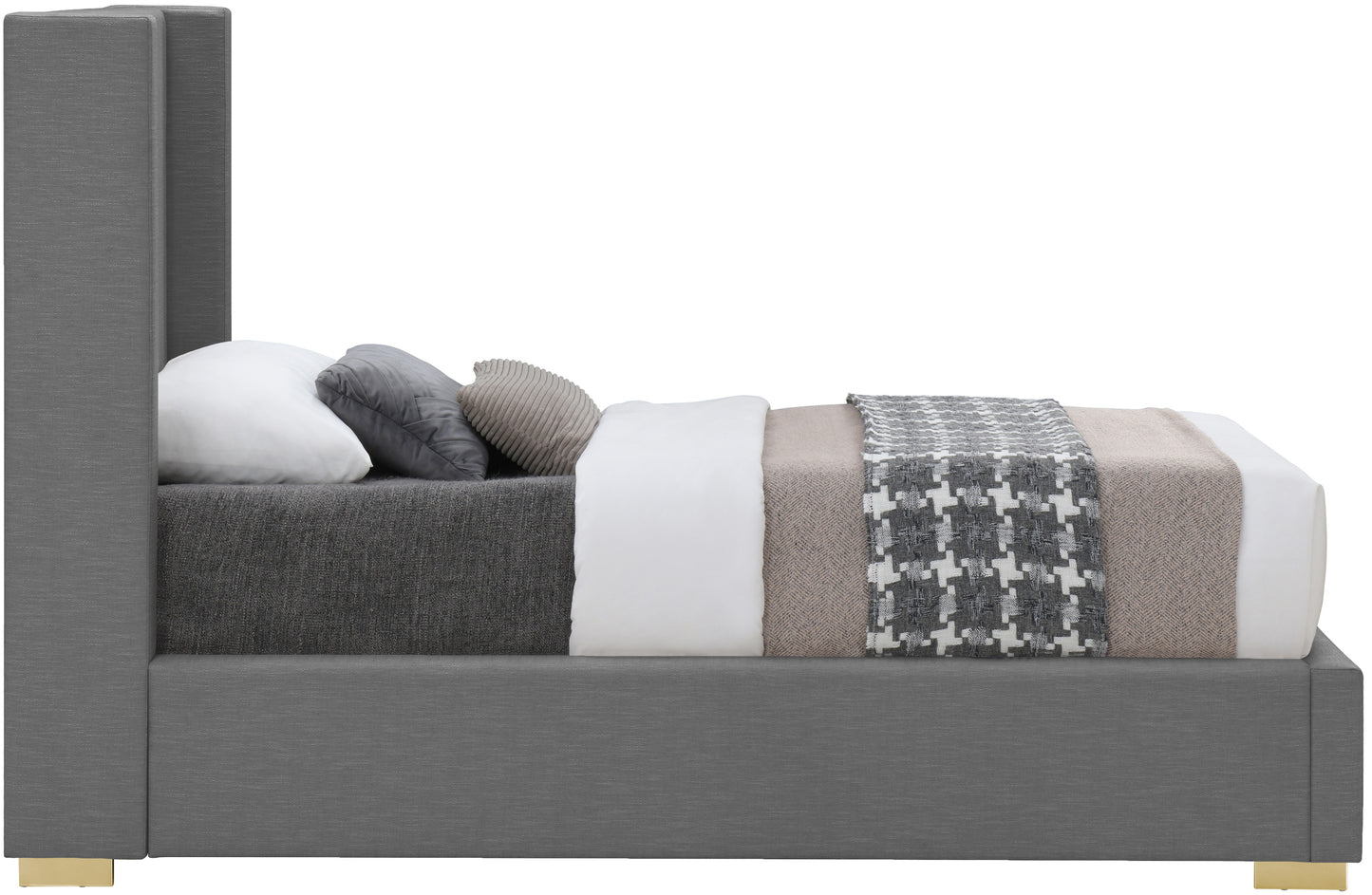 flair grey linen textured fabric twin bed (3 boxes) t