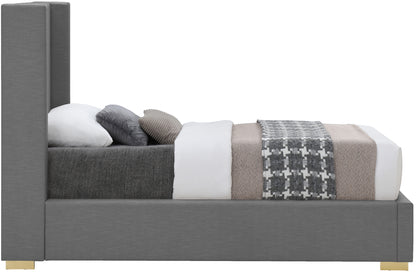 Flair Grey Linen Textured Fabric Twin Bed (3 Boxes) T