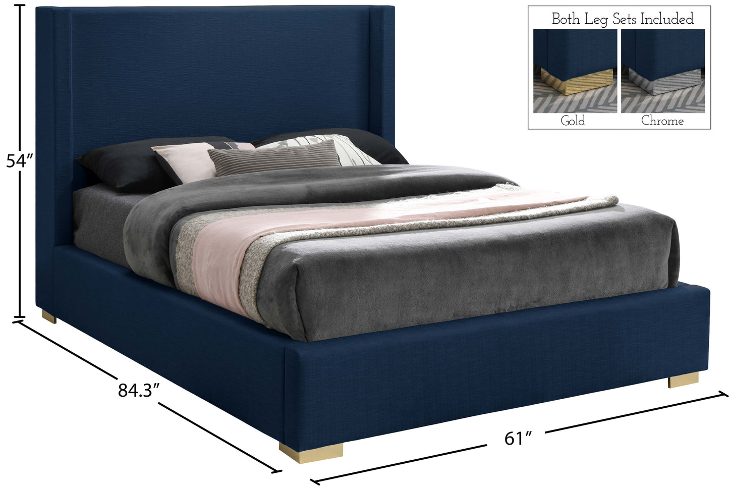 flair navy linen textured fabric full bed (3 boxes) f