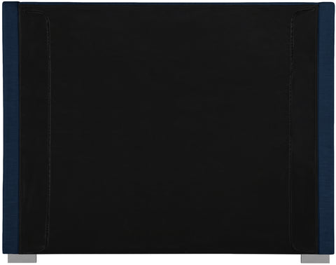 Flair Navy Linen Textured Fabric Full Bed (3 Boxes) F