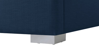 Flair Navy Linen Textured Fabric Full Bed (3 Boxes) F