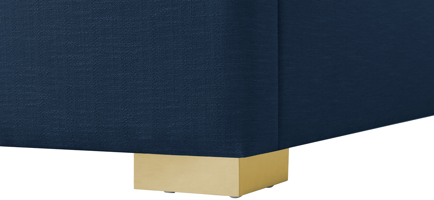 flair navy linen textured fabric queen bed (3 boxes) q