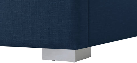 Flair Navy Linen Textured Fabric Queen Bed (3 Boxes) Q