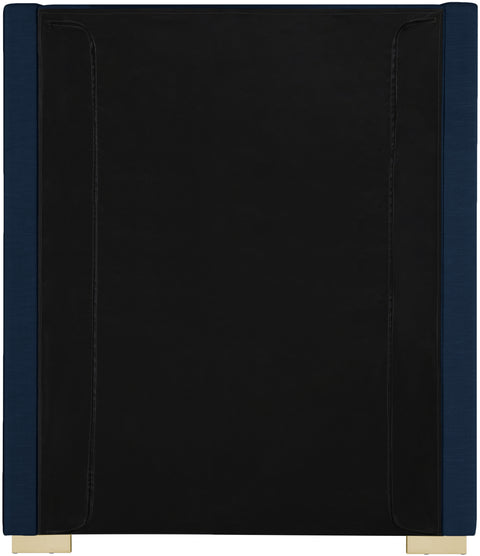 Flair Navy Linen Textured Fabric Twin Bed (3 Boxes) T