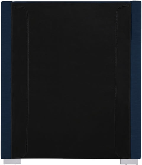 Flair Navy Linen Textured Fabric Twin Bed (3 Boxes) T