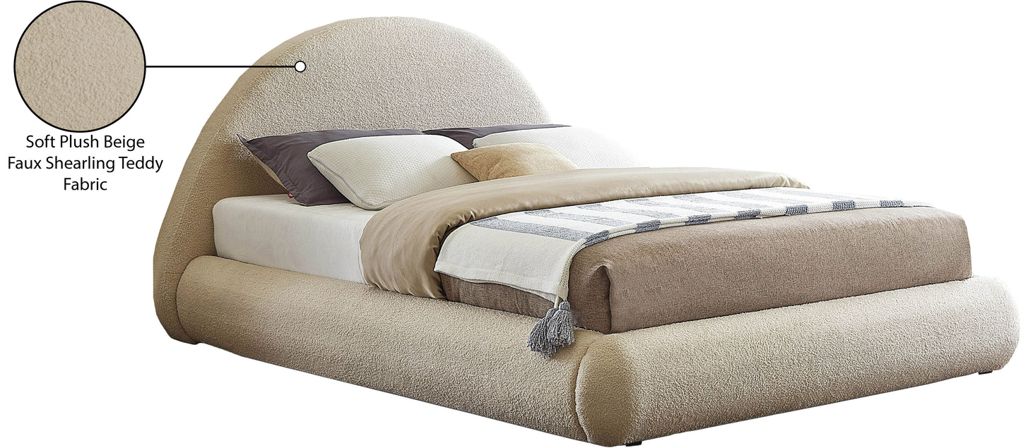 ollie beige teddy fabric king bed k