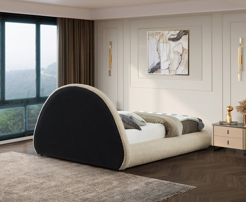 Ollie Beige Teddy Fabric King Bed K