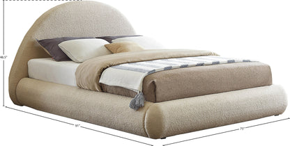 Ollie Beige Teddy Fabric Queen Bed Q