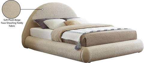 Ollie Beige Teddy Fabric Queen Bed Q