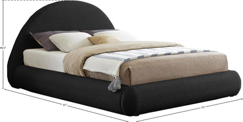 Ollie Black Teddy Fabric Queen Bed Q