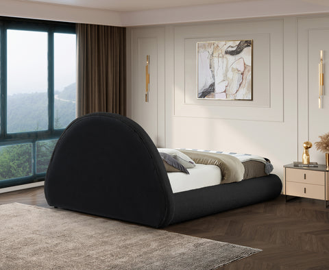 Ollie Black Teddy Fabric Queen Bed Q