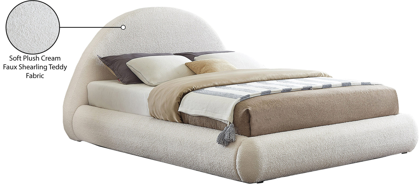 ollie cream teddy fabric king bed k