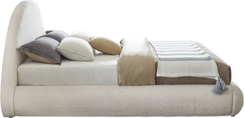 Ollie Cream Teddy Fabric Queen Bed Q
