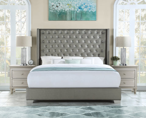 Dorset (2)UPHL PU QUEEN BED, SILVER