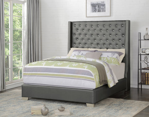 Dorset (2)UPHL PU QUEEN BED, SILVER