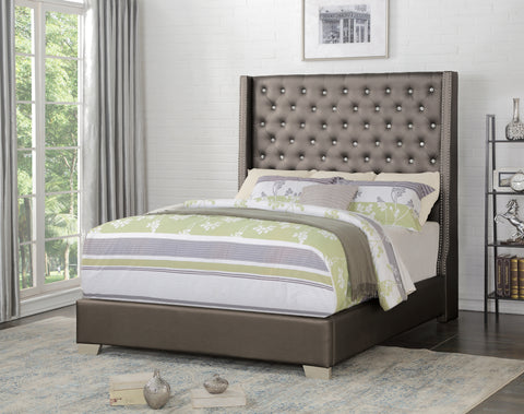 Dorset (2)UPHL PU QUEEN BED, SILVER