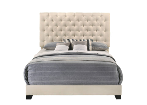 Hugo KING BED W/BEIGE FABRIC W/4 SLAT + 12 S.LEG