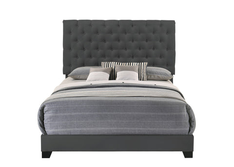 Hugo KING BED W/DARK GREY FABRIC W/4 SLAT + 12 S.LEG