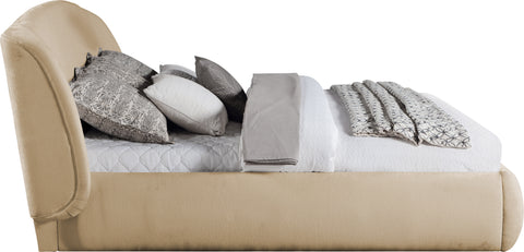 Farrah Beige Chenille Fabric Upholstered King Bed, 1 Piece (Style 2)