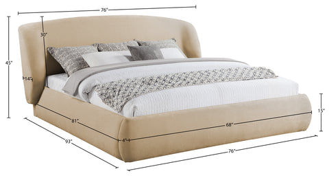 Farrah Beige Chenille Fabric Upholstered Queen Bed, 1 Piece (Style 2)