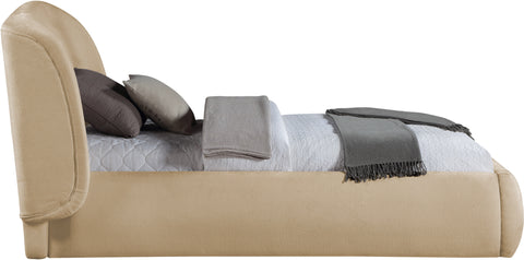 Farrah Beige Chenille Fabric Upholstered Twin Bed, 1 Piece (Style 2)