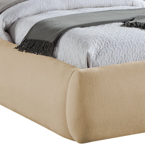 Farrah Beige Chenille Fabric Upholstered Twin Bed, 1 Piece (Style 2)