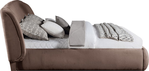 Farrah Brown Chenille Fabric Upholstered Full Bed, 1 Piece (Style 2)