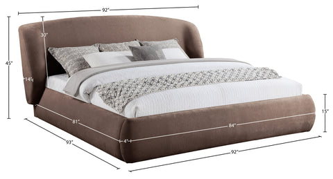 Farrah Brown Chenille Fabric Upholstered King Bed, 1 Piece (Style 2)