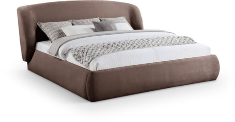 Farrah Brown Chenille Fabric Upholstered King Bed, 1 Piece (Style 2)