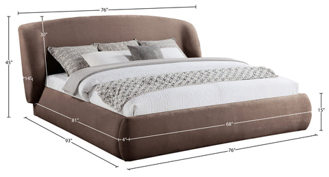 Farrah Brown Chenille Fabric Upholstered Queen Bed, 1 Piece (Style 2)
