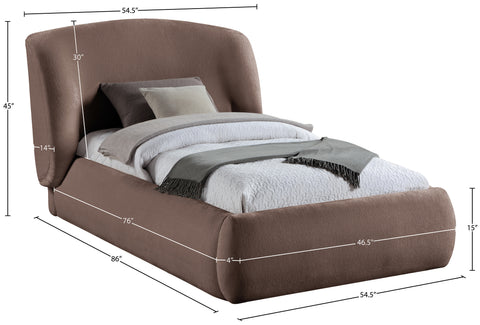 Farrah Brown Chenille Fabric Upholstered Twin Bed, 1 Piece (Style 2)