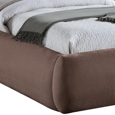 Farrah Brown Chenille Fabric Upholstered Twin Bed, 1 Piece (Style 2)