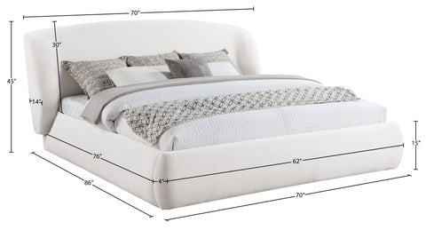 Farrah Cream Chenille Fabric Upholstered Full Bed, 1 Piece (Style 2)