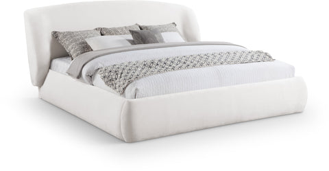Farrah Cream Chenille Fabric Upholstered Full Bed, 1 Piece (Style 2)