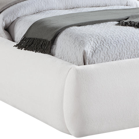 Farrah Cream Chenille Fabric Upholstered Full Bed, 1 Piece (Style 2)