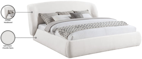 Farrah Cream Chenille Fabric Upholstered King Bed, 1 Piece (Style 2)