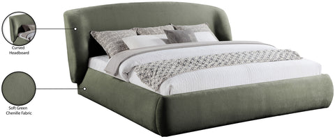 Farrah Green Chenille Fabric Upholstered Full Bed, 1 Piece (Style 2)