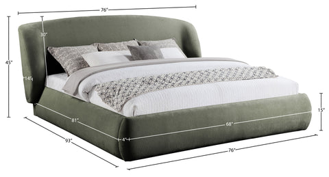 Farrah Green Chenille Fabric Upholstered Queen Bed, 1 Piece (Style 2)