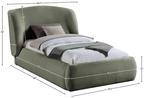Farrah Green Chenille Fabric Upholstered Twin Bed, 1 Piece (Style 2)
