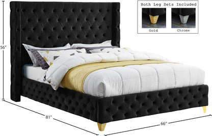 Peyton Black Velvet Full Bed F