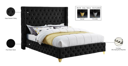 Peyton Black Velvet Full Bed F