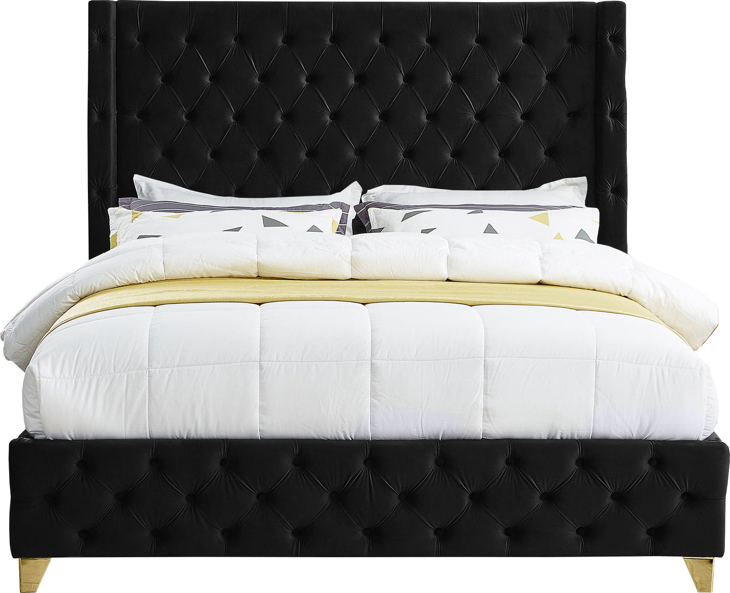 peyton black velvet full bed f