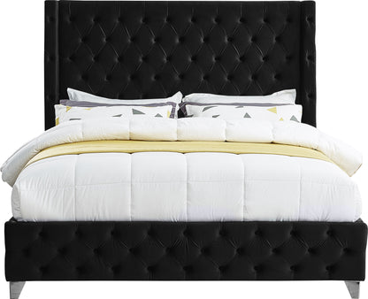 Peyton Black Velvet Full Bed F