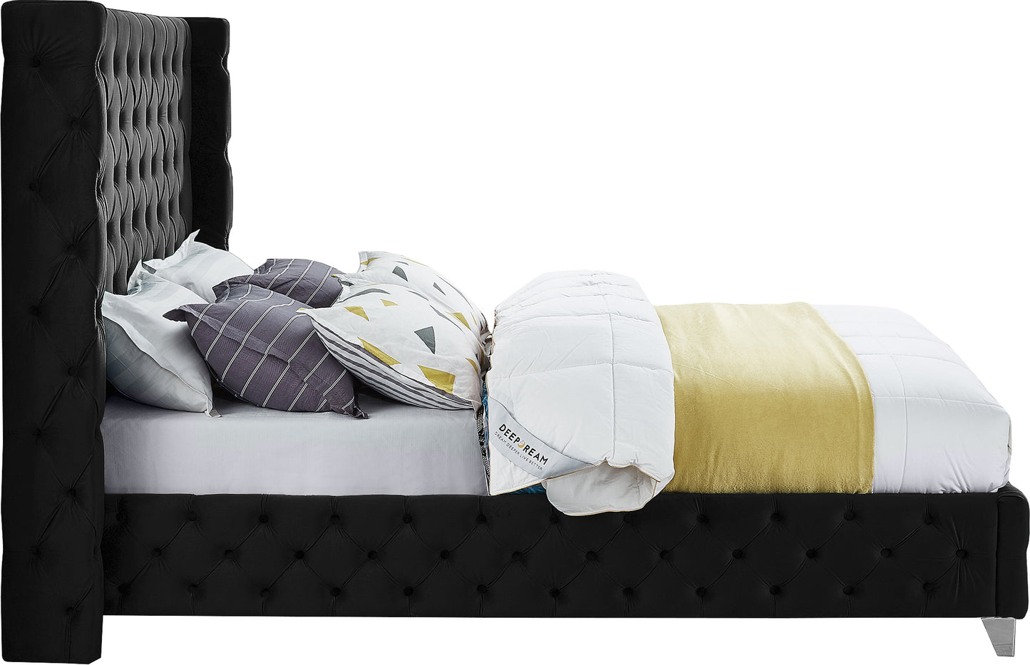 peyton black velvet king bed k