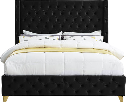 Peyton Black Velvet King Bed K