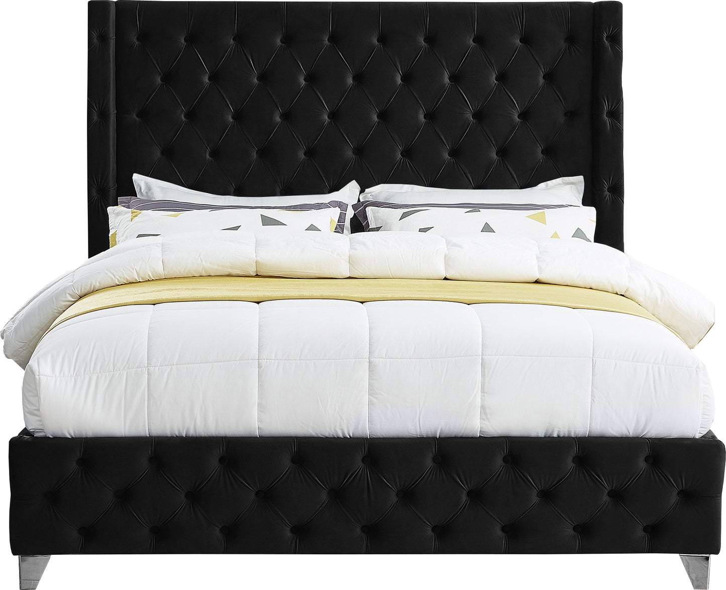 peyton black velvet king bed k