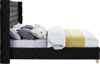 Peyton Black Velvet King Bed K