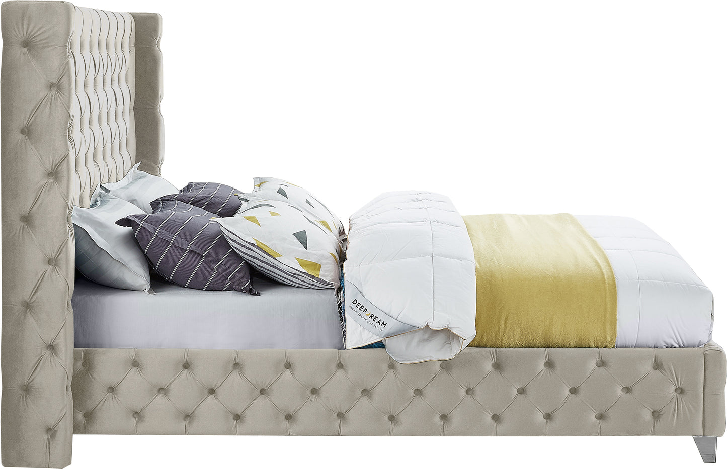 peyton cream velvet king bed k